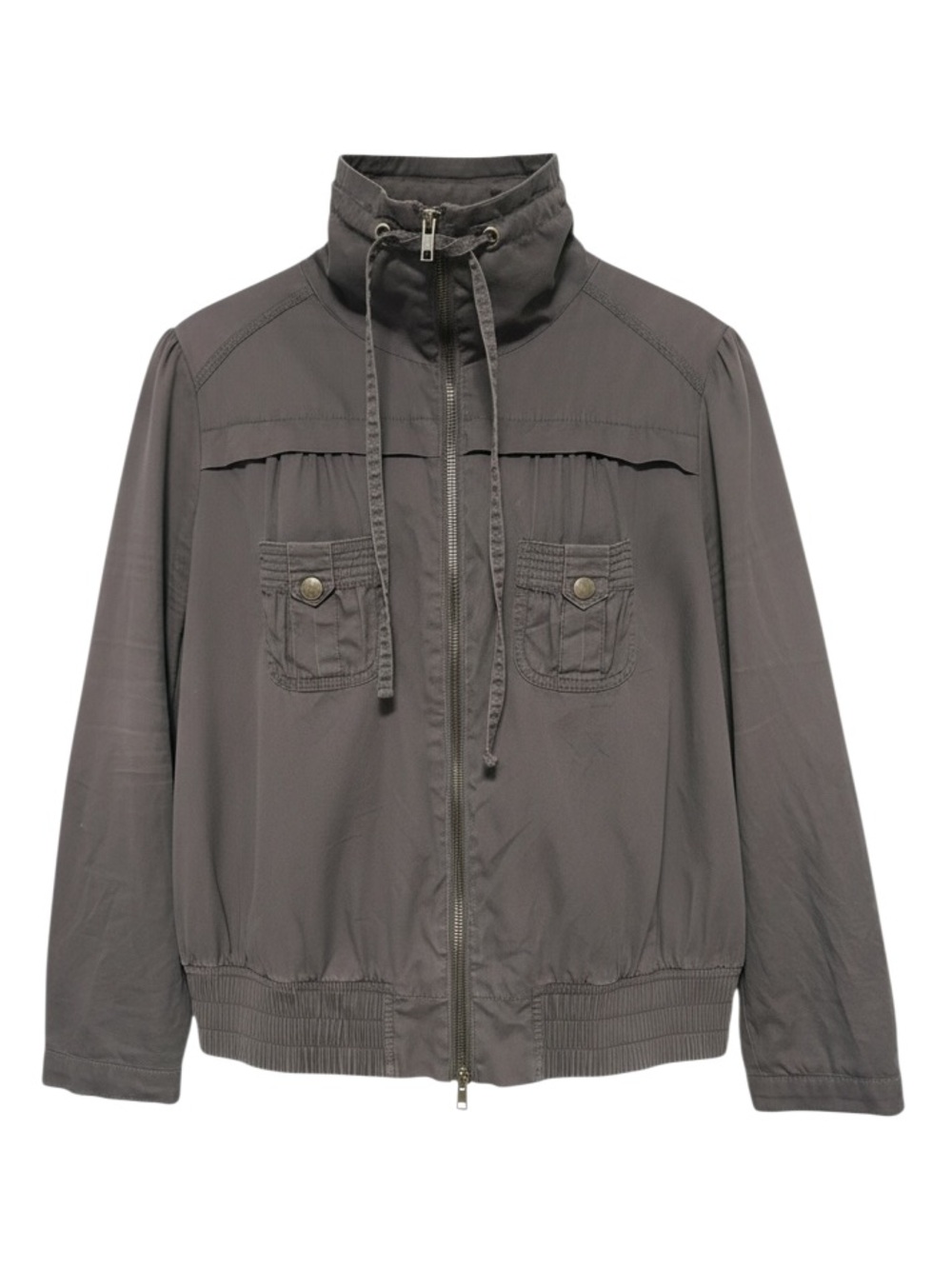 FOREVER 21+ Plus Size Gray Cotton Utility Jacket Roll-Tab Sleeve 1X